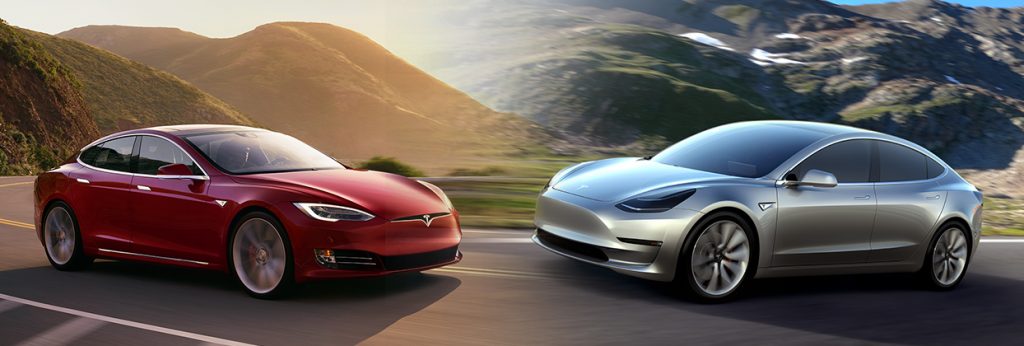 Verschil actieradius Tesla Model 3 Tesla S -