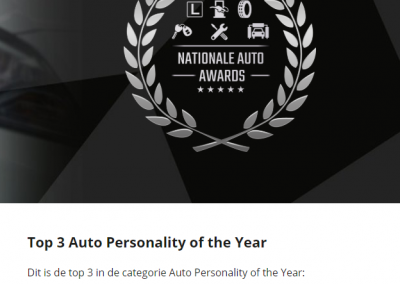 Auto Personality of the Year 2020 eindstand Joeri van Dam